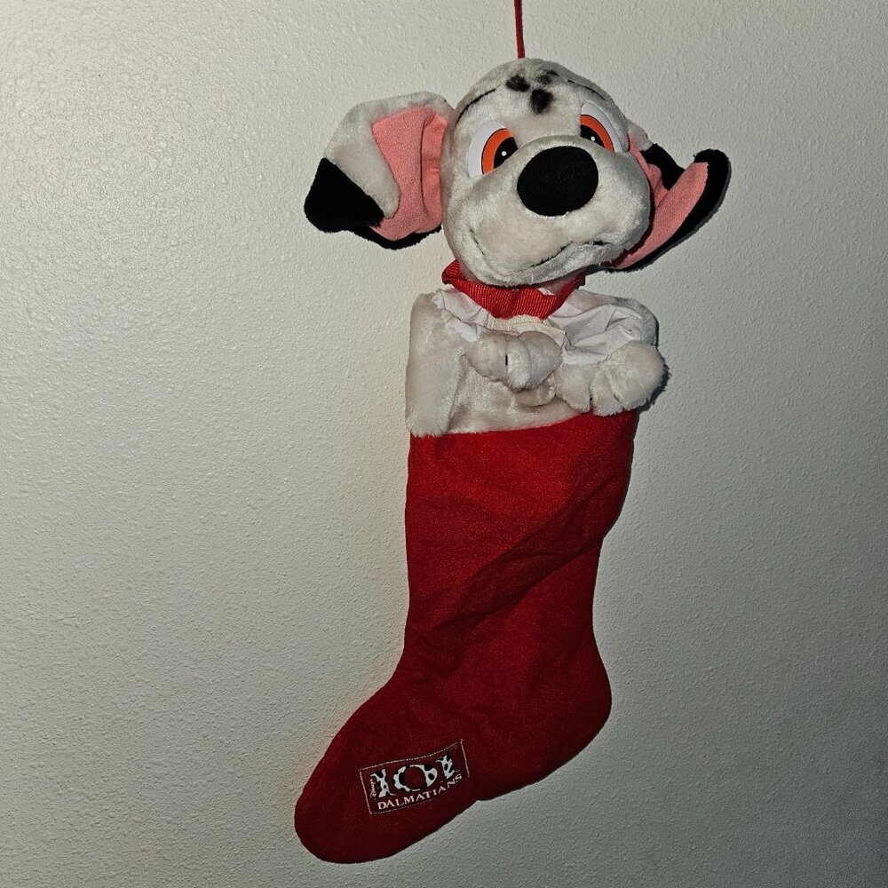 VTG Disney 101 Dalmatians Red Christmas Stocking Plush Dog Holiday Decor READ